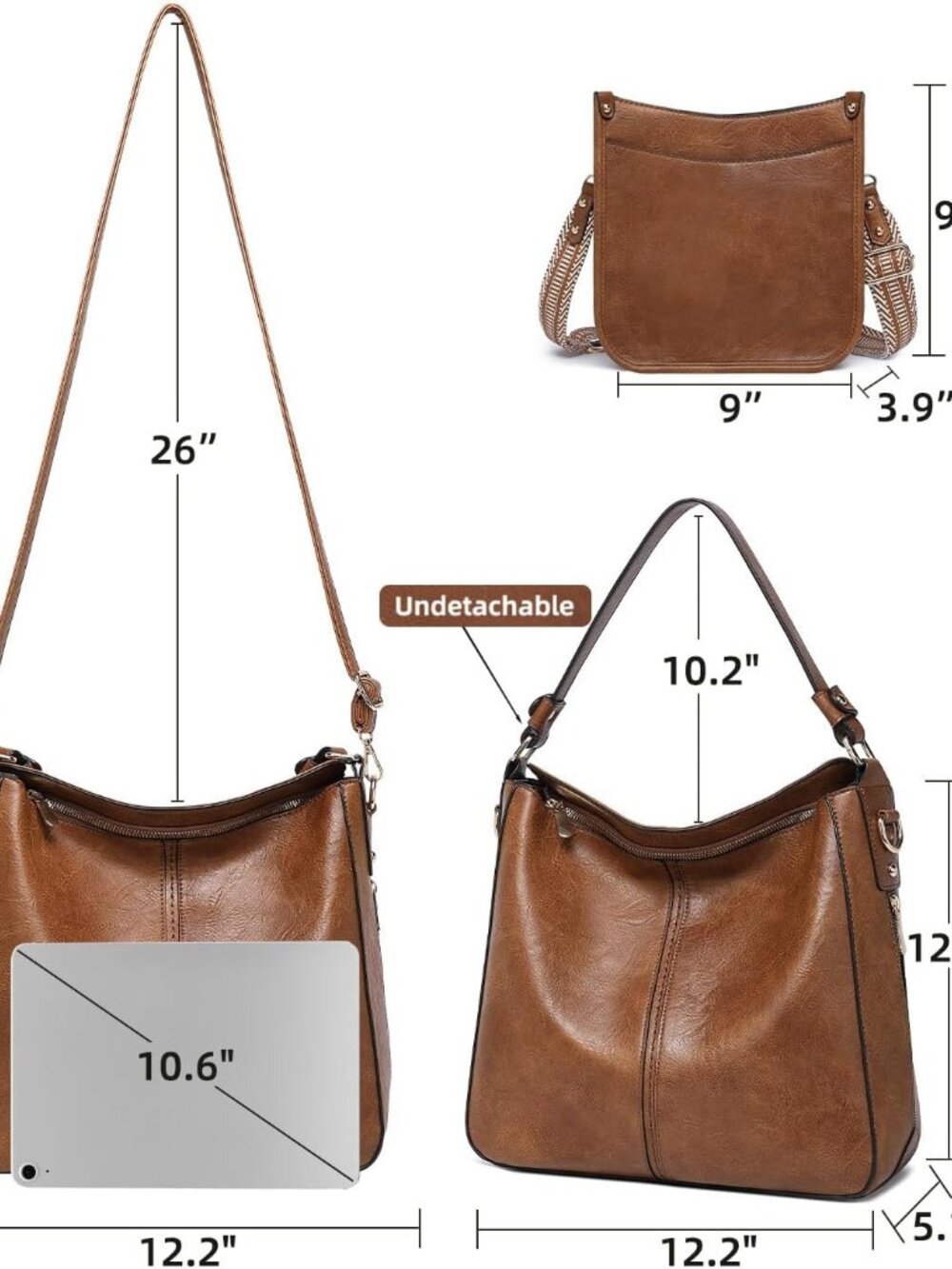 Purses for Women 3PCS, Crossbody Bags Set Large Leather Purse Shoulder Handbags - Picture 4 of 7